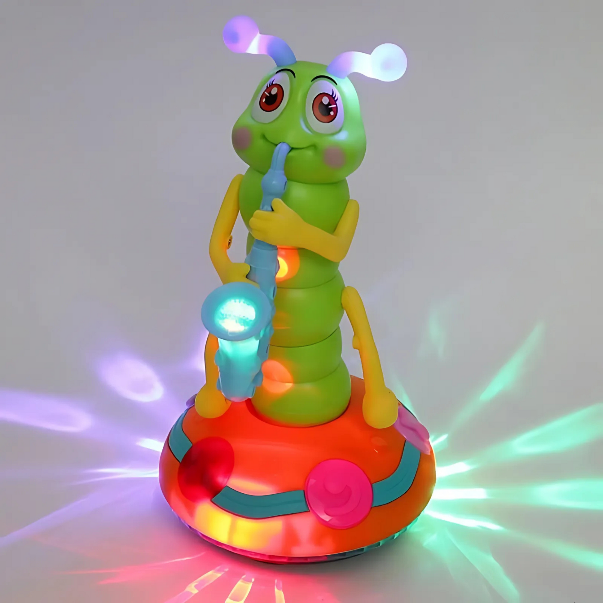 Oruga Bailarina con Saxofón Musical con Luces LED