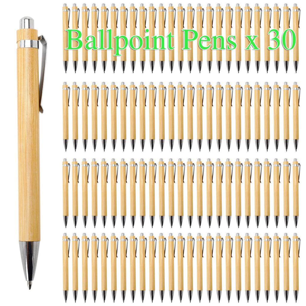 30Pcs Bamboo Wood Ballpoint Pen 1.0Mm Tip Office School Wrting Stationery Business Signature Ball Pens Bamboo Pen